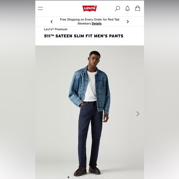[UNWORN] Levi's® Premium 511™ SATEEN SLIM FIT MEN'S PANTS 32x34 - Picture 1 of 3